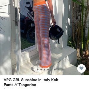 VRG GRL sunshine in italy knit pants / tangerine